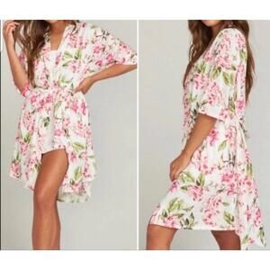 Show Me Your MuMu Brie Pink Floral Short Sleeve Robe O/S